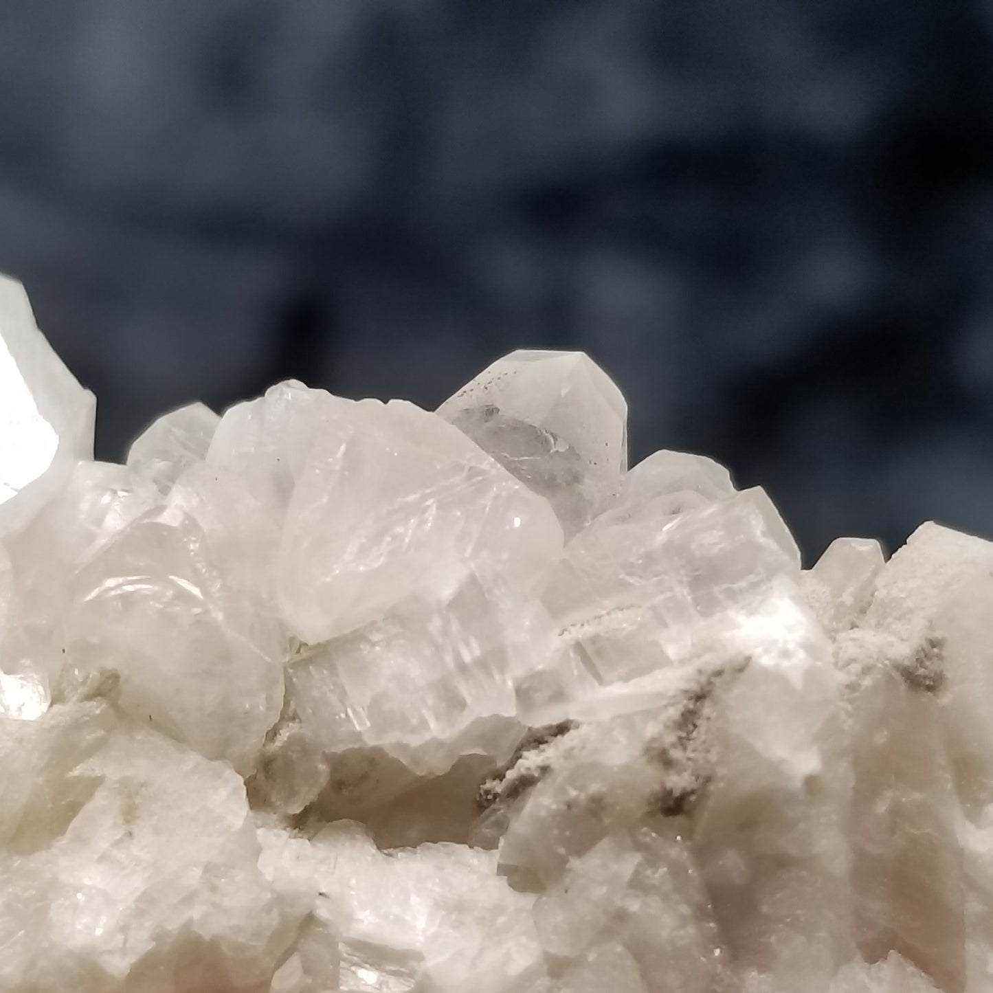 #11316 Clear Combined form Calcite on white and pink Calcite and Sedimentary matrix