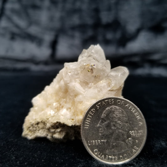 #11326 Chalcopyrite on clear Combined form Calcite on matrix