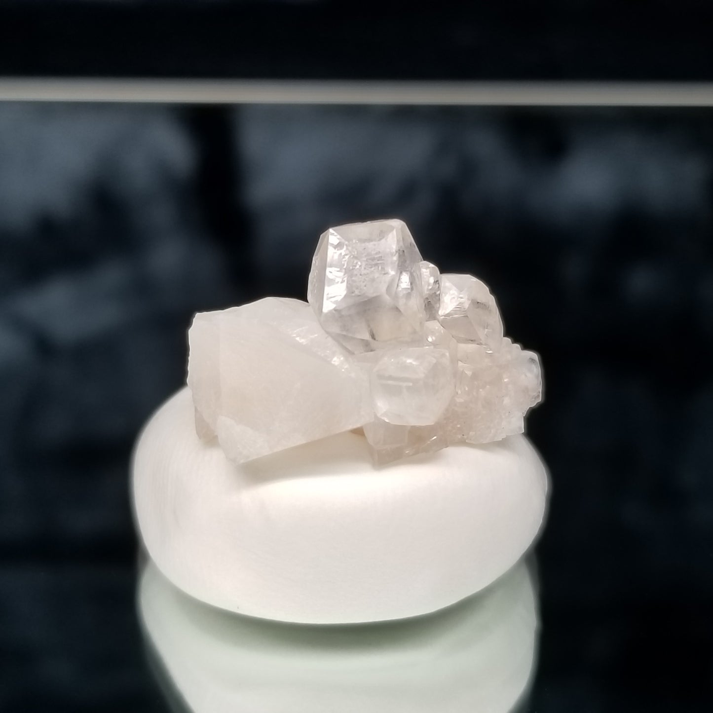 #11329 Super clear Combined form Calcite on white Calcite matrix