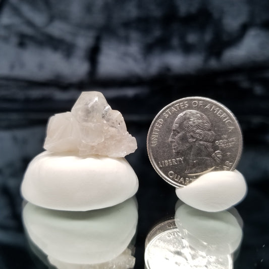 #11329 Super clear Combined form Calcite on white Calcite matrix