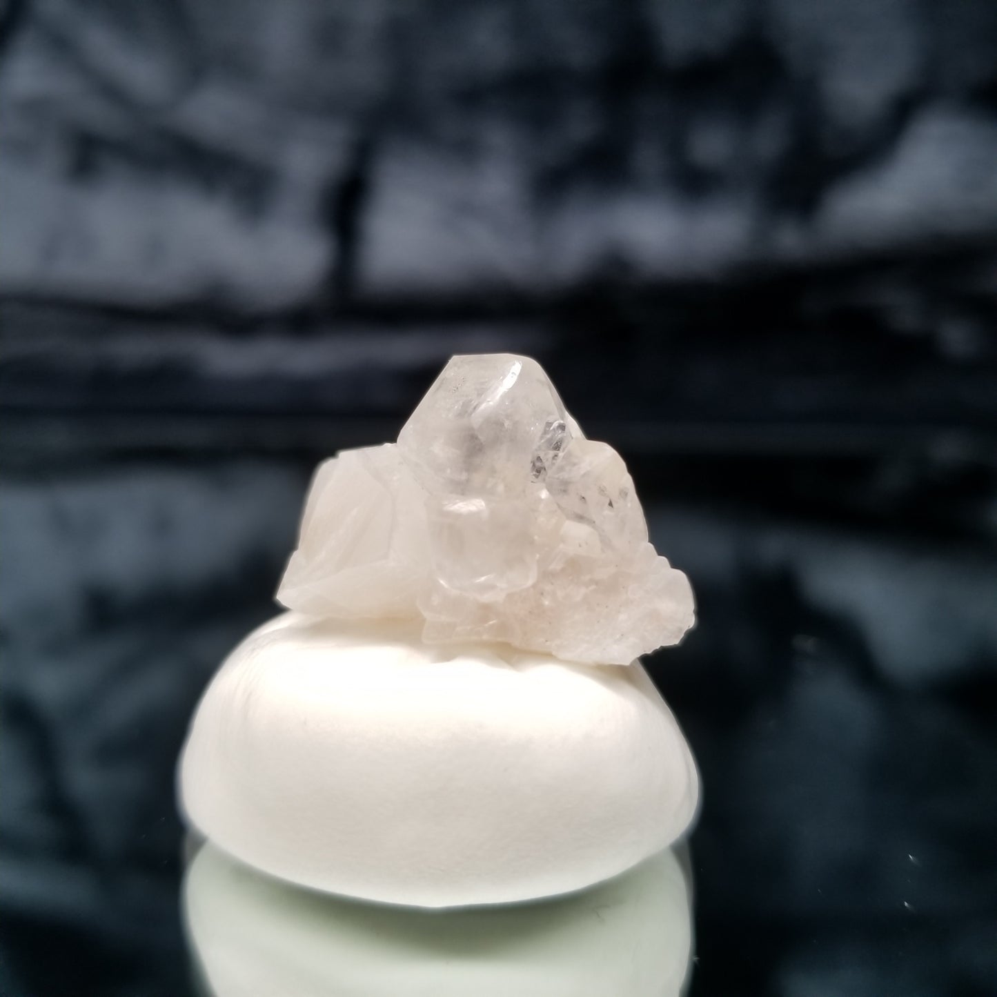 #11329 Super clear Combined form Calcite on white Calcite matrix