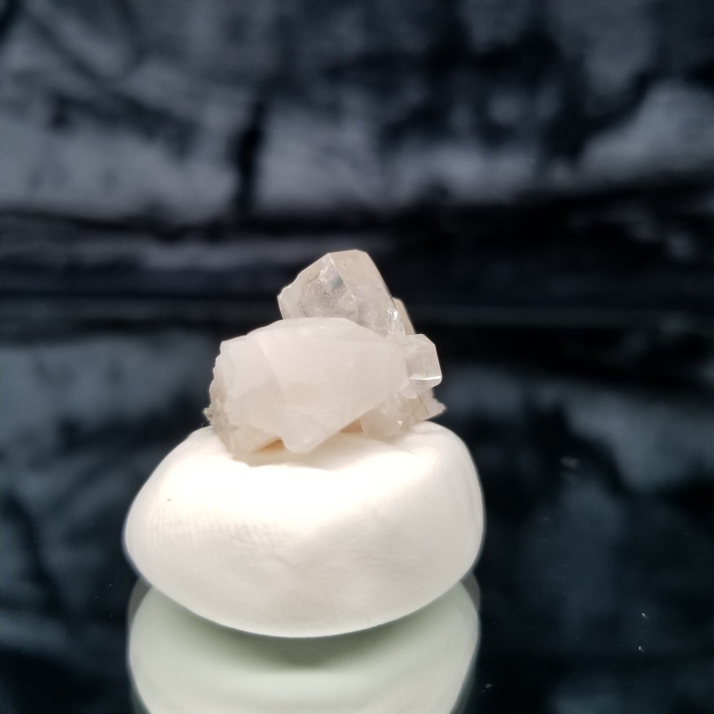 #11329 Super clear Combined form Calcite on white Calcite matrix