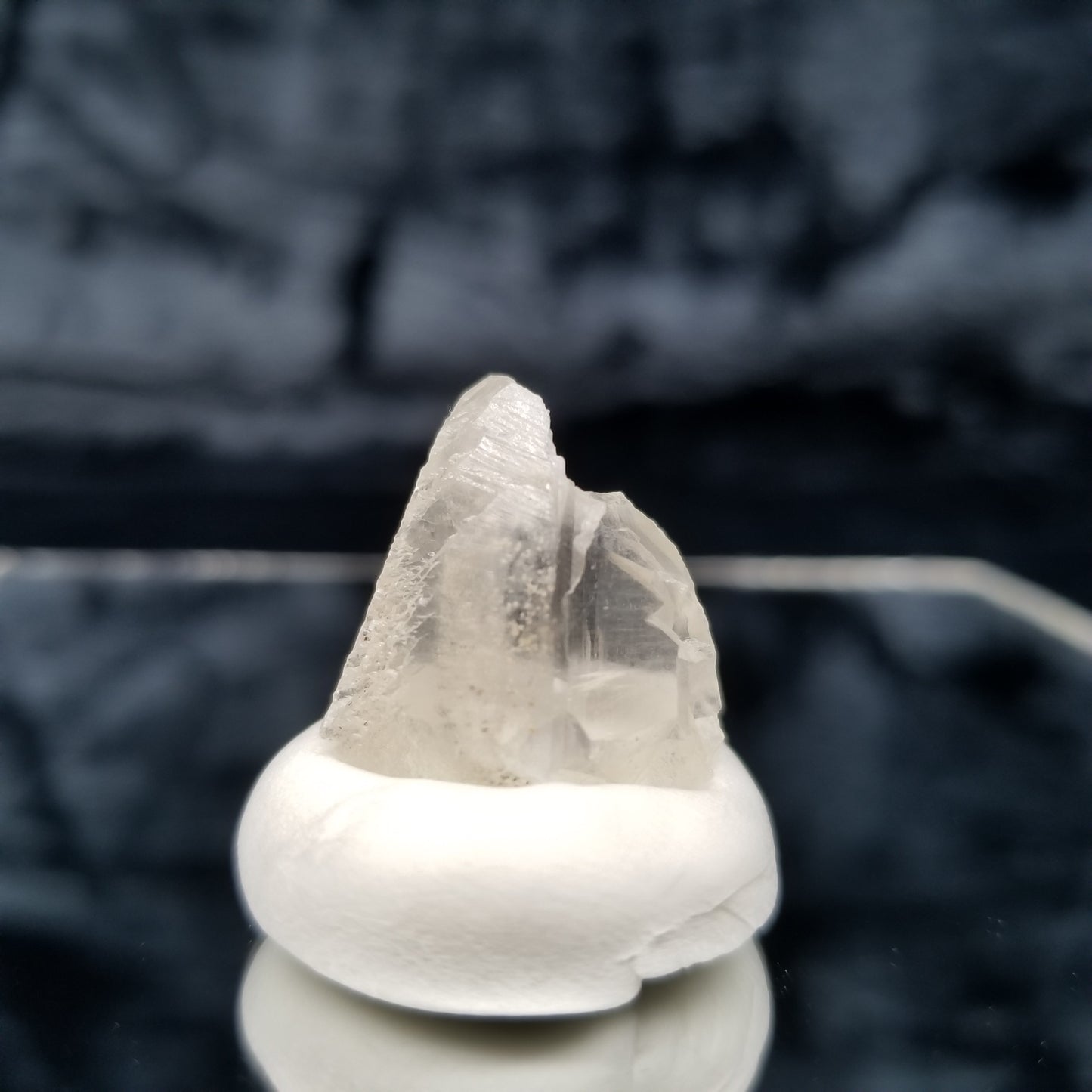 #11346 Chalcopyrite and white Dolomite inclusions in clear twin Combined form Calcite