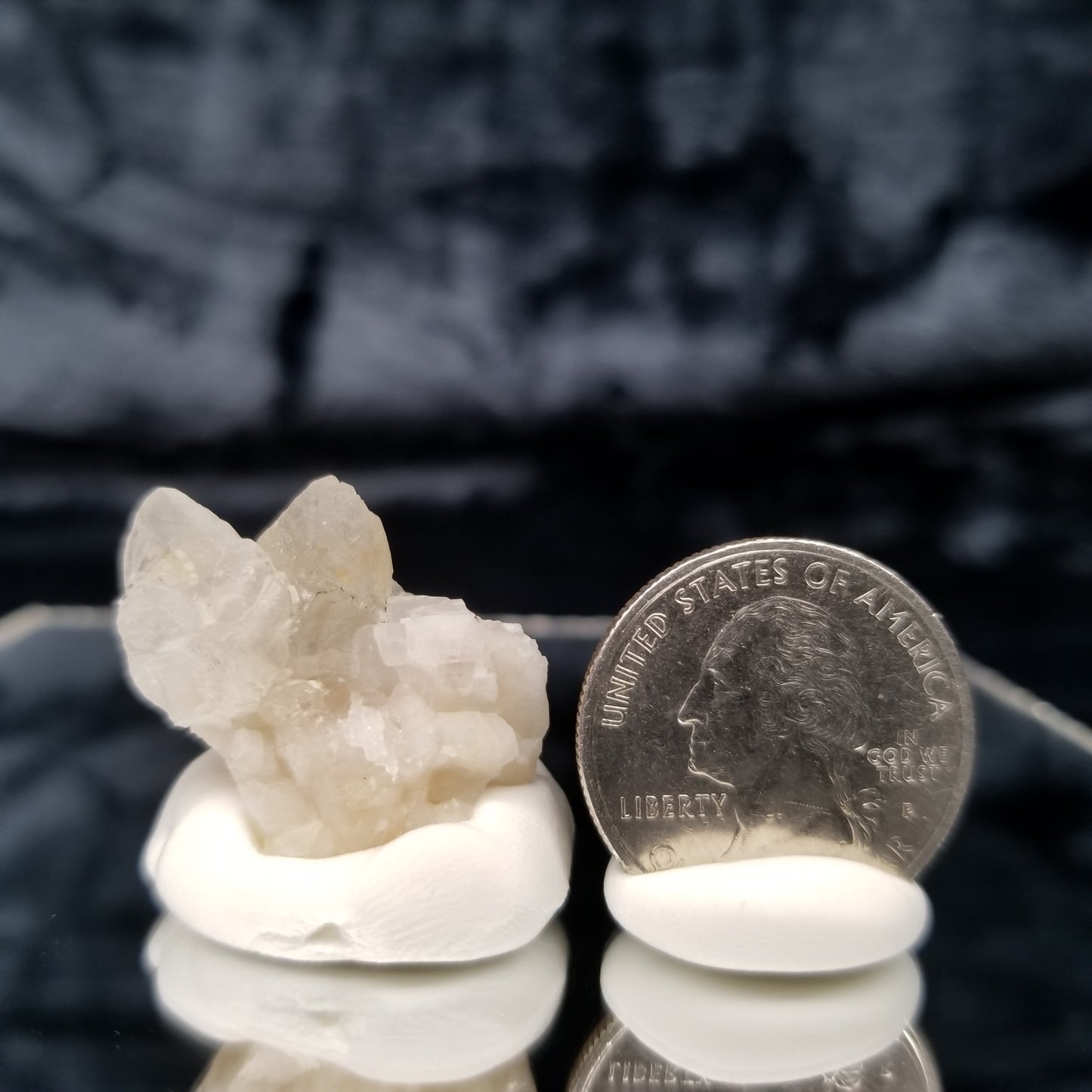 #11349 White Dolomite and Chalcopyrite on clear triple Combined form Calcite with Chalcopyrite inclusions