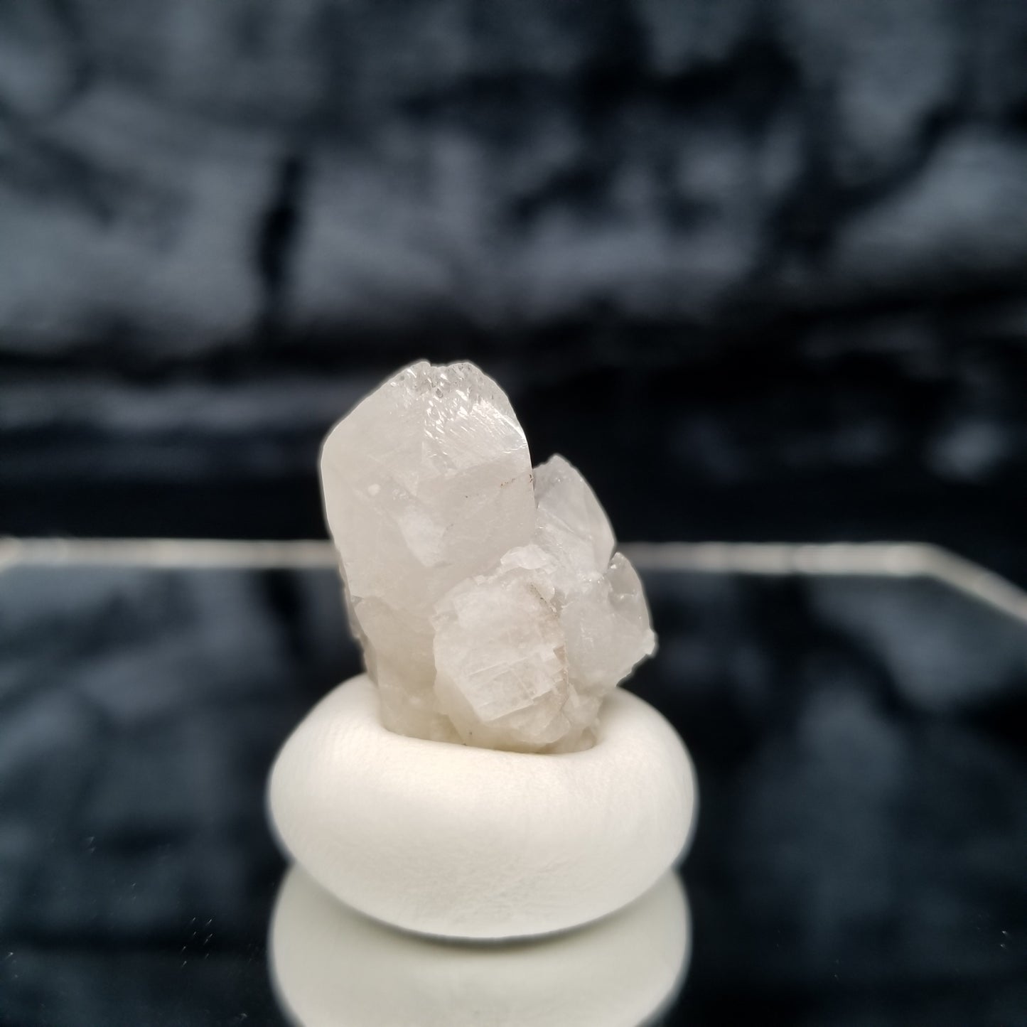 #11351 White Dolomite on triple clear Combined form Calcite formation on matrix