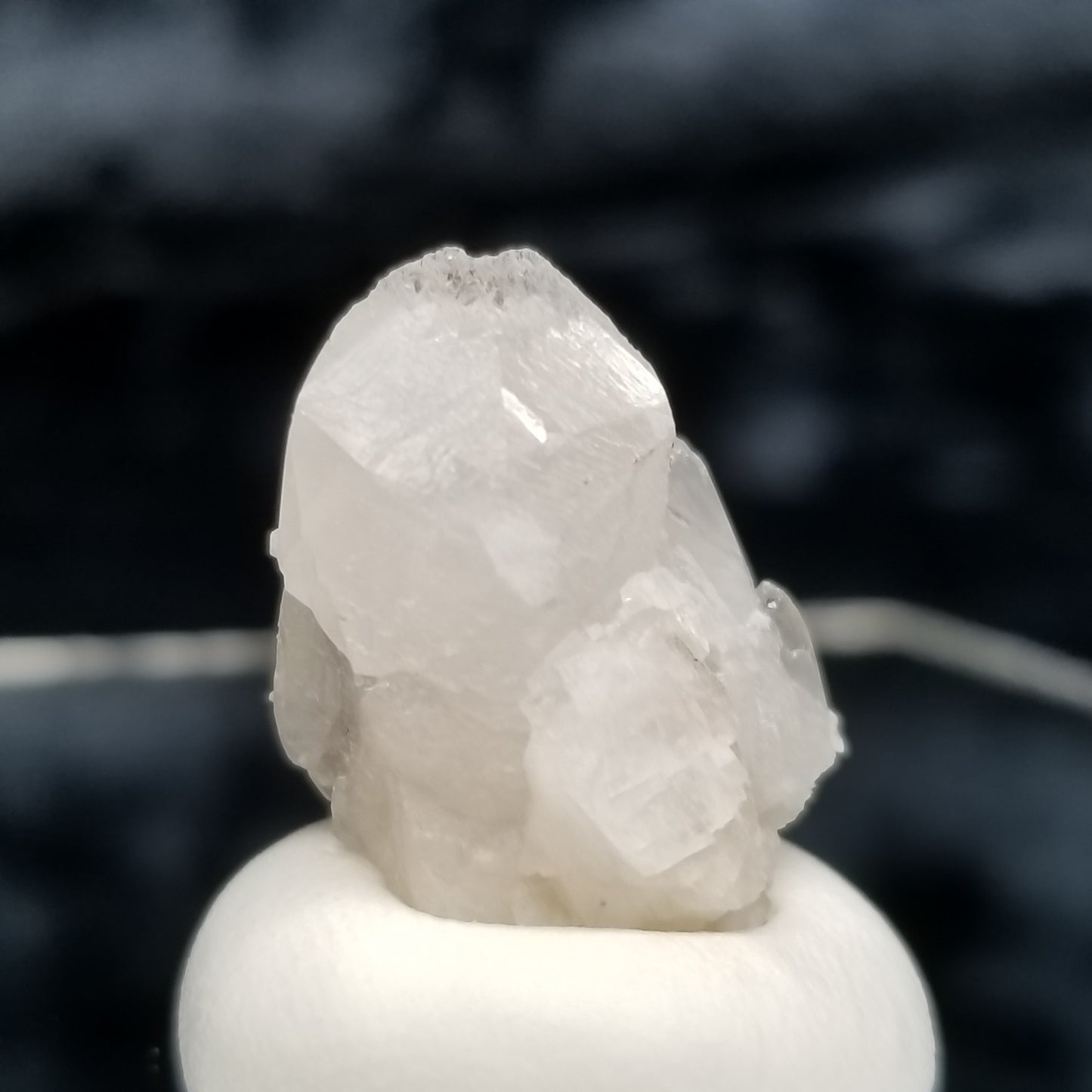 #11351 White Dolomite on triple clear Combined form Calcite formation on matrix
