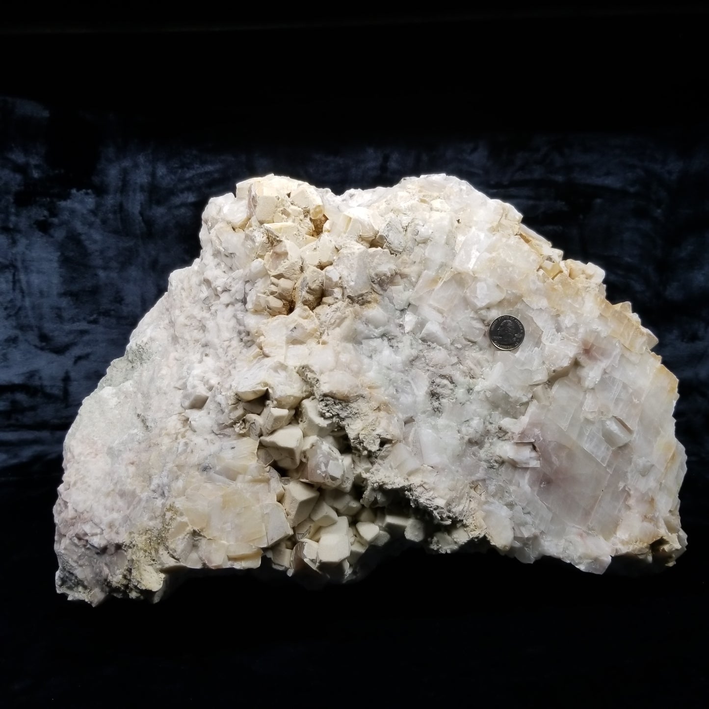#11296 White Dolomite on Combined form Calcite with Chalcopyrite inclusions multiple formation