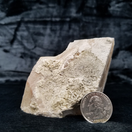 #11371 Dolomite on honey Calcite block with natural angle