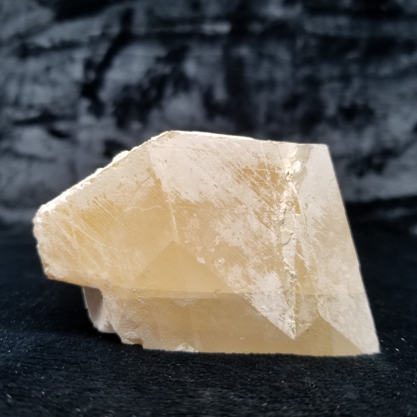 #11387 White Dolomite on white and honey Calcite block with natural angle