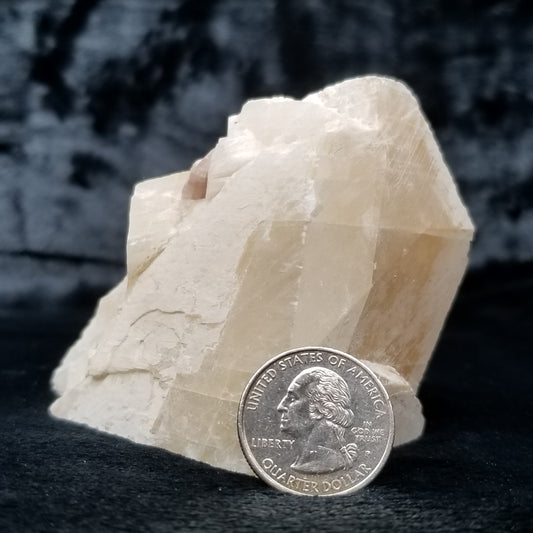 #11387 White Dolomite on white and honey Calcite block with natural angle