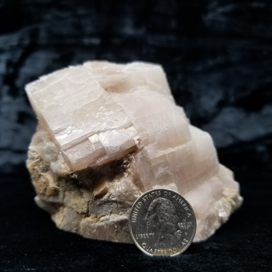 #11390 Yellow Dolomite on honey Calcite block on white Calcite matrix