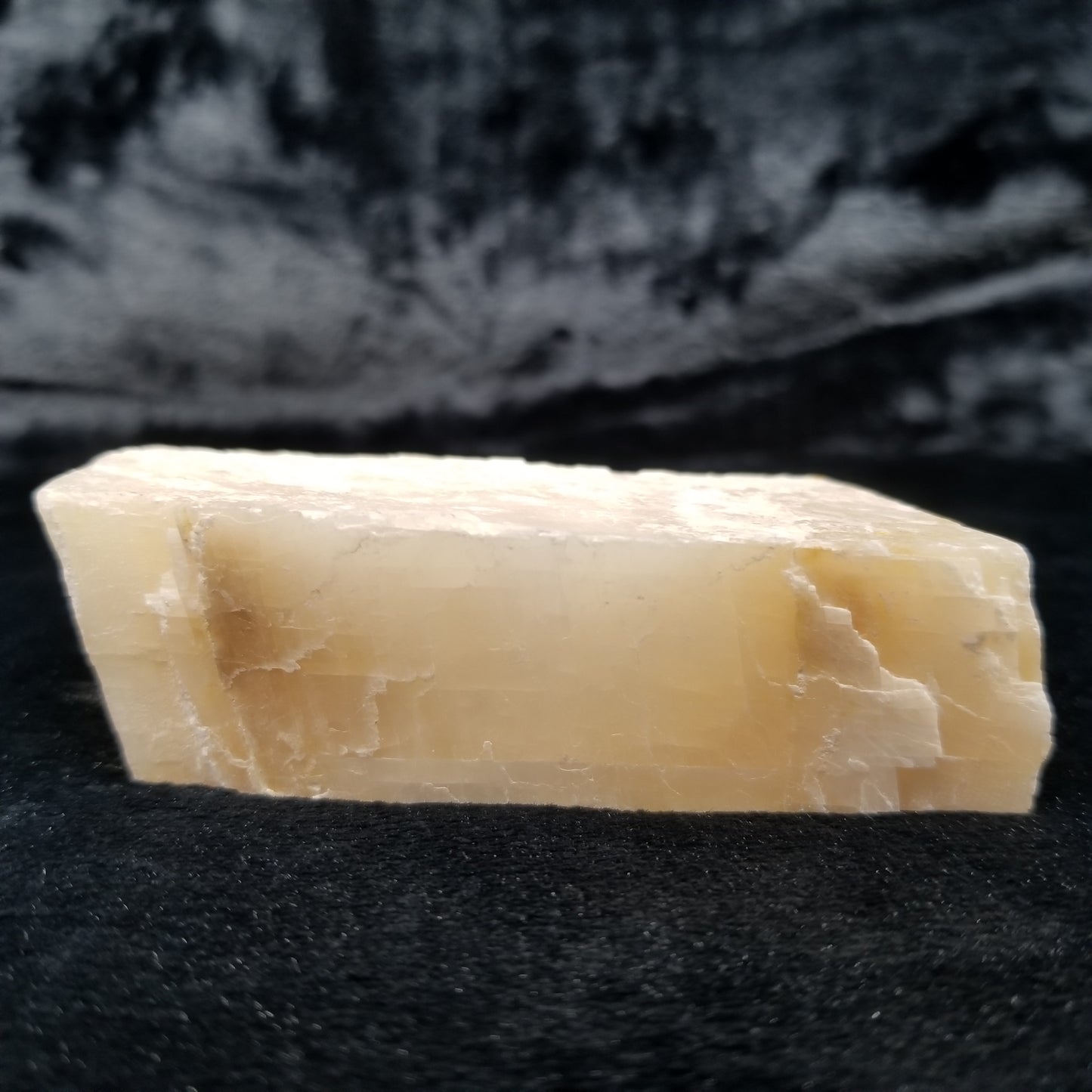#11396 White Dolomite on honey Calcite block