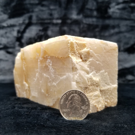 #11397 Yellow Dolomite on honey Calcite block