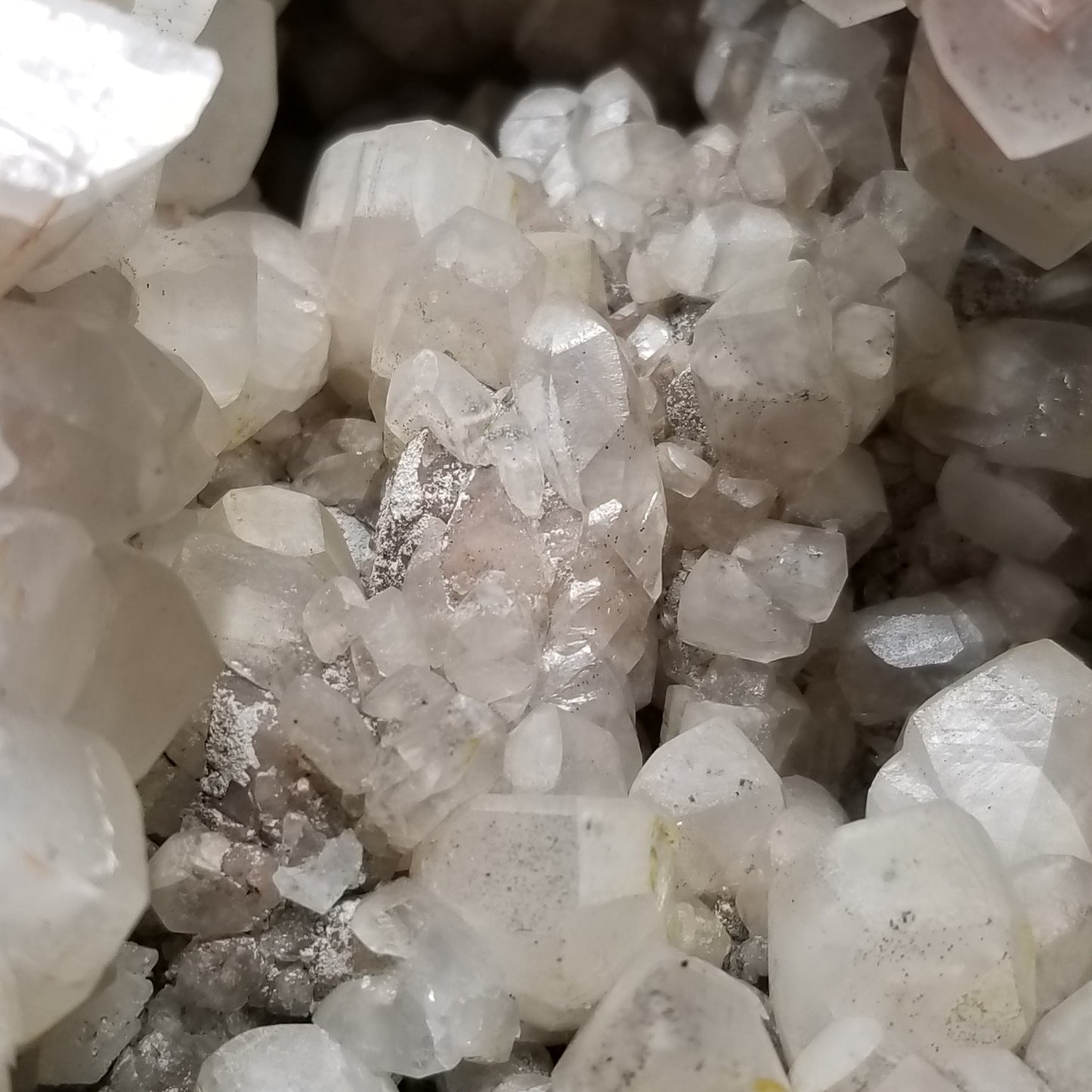 #11101 Very special specimen of white Dolomite and Chalcopyrite on clear Combined form Calcite with white Dolomite and Chalcopyrite phantom inclusions