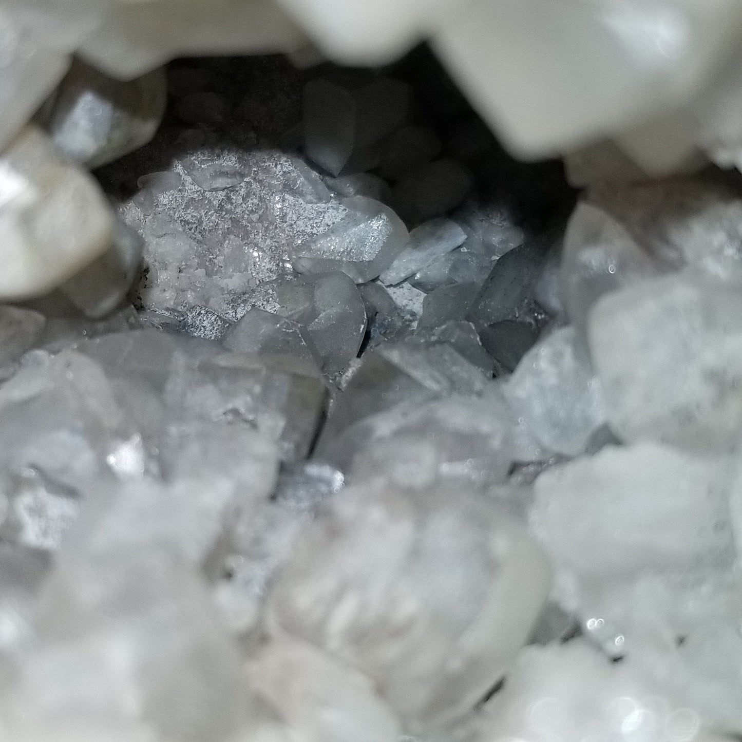 #11101 Very special specimen of white Dolomite and Chalcopyrite on clear Combined form Calcite with white Dolomite and Chalcopyrite phantom inclusions