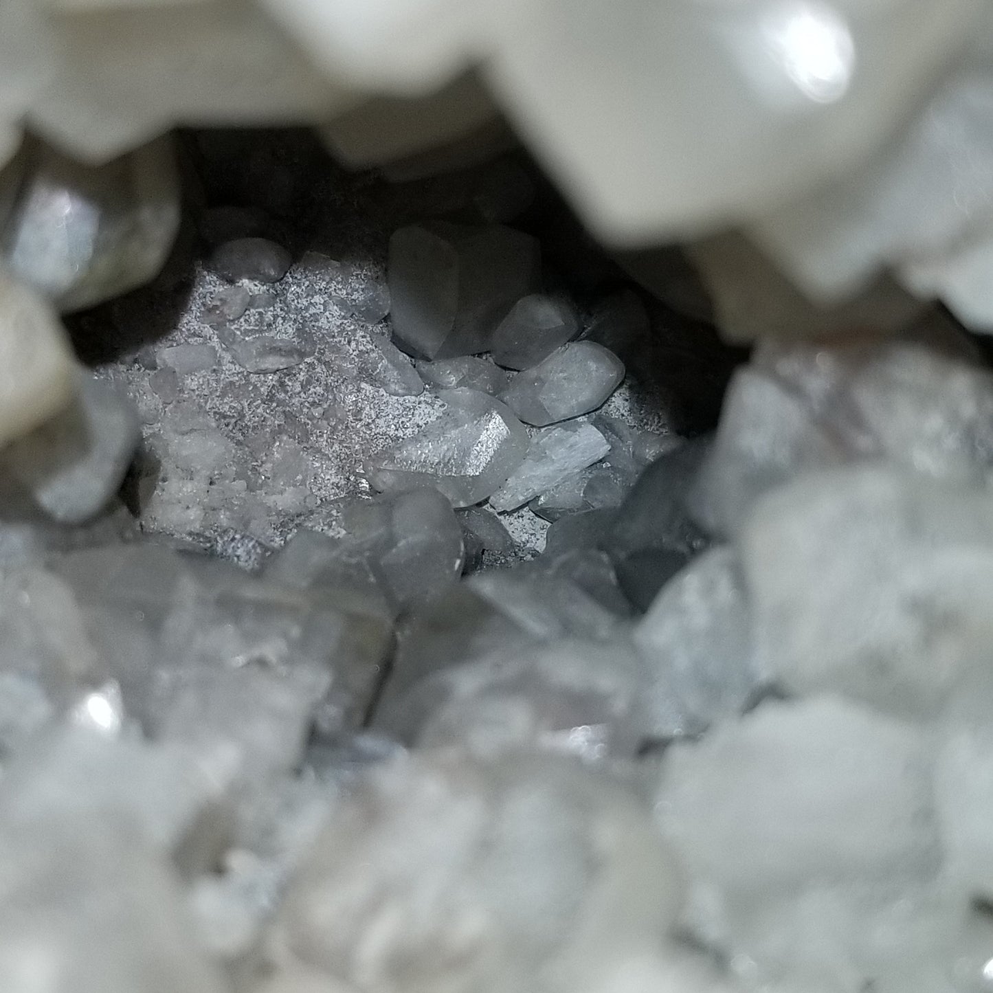 #11101 Very special specimen of white Dolomite and Chalcopyrite on clear Combined form Calcite with white Dolomite and Chalcopyrite phantom inclusions