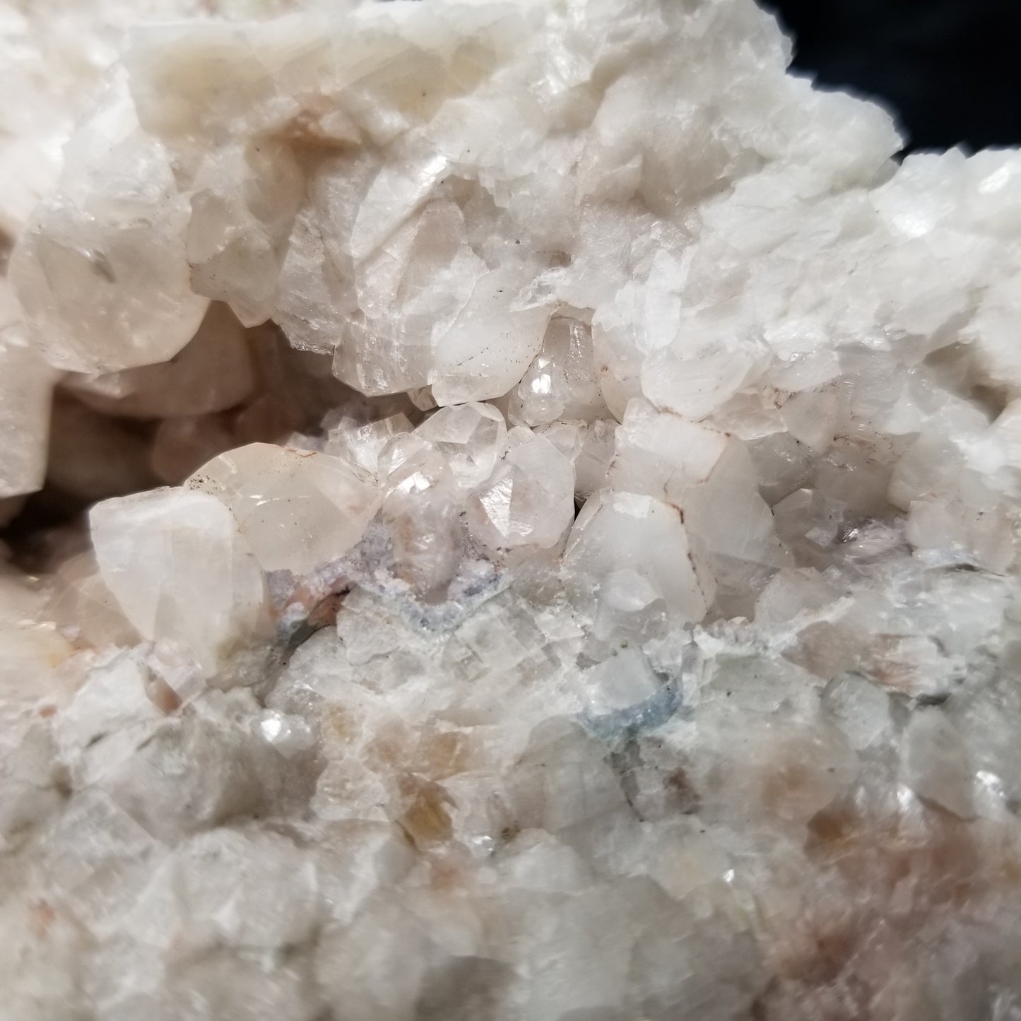 #11101 Very special specimen of white Dolomite and Chalcopyrite on clear Combined form Calcite with white Dolomite and Chalcopyrite phantom inclusions