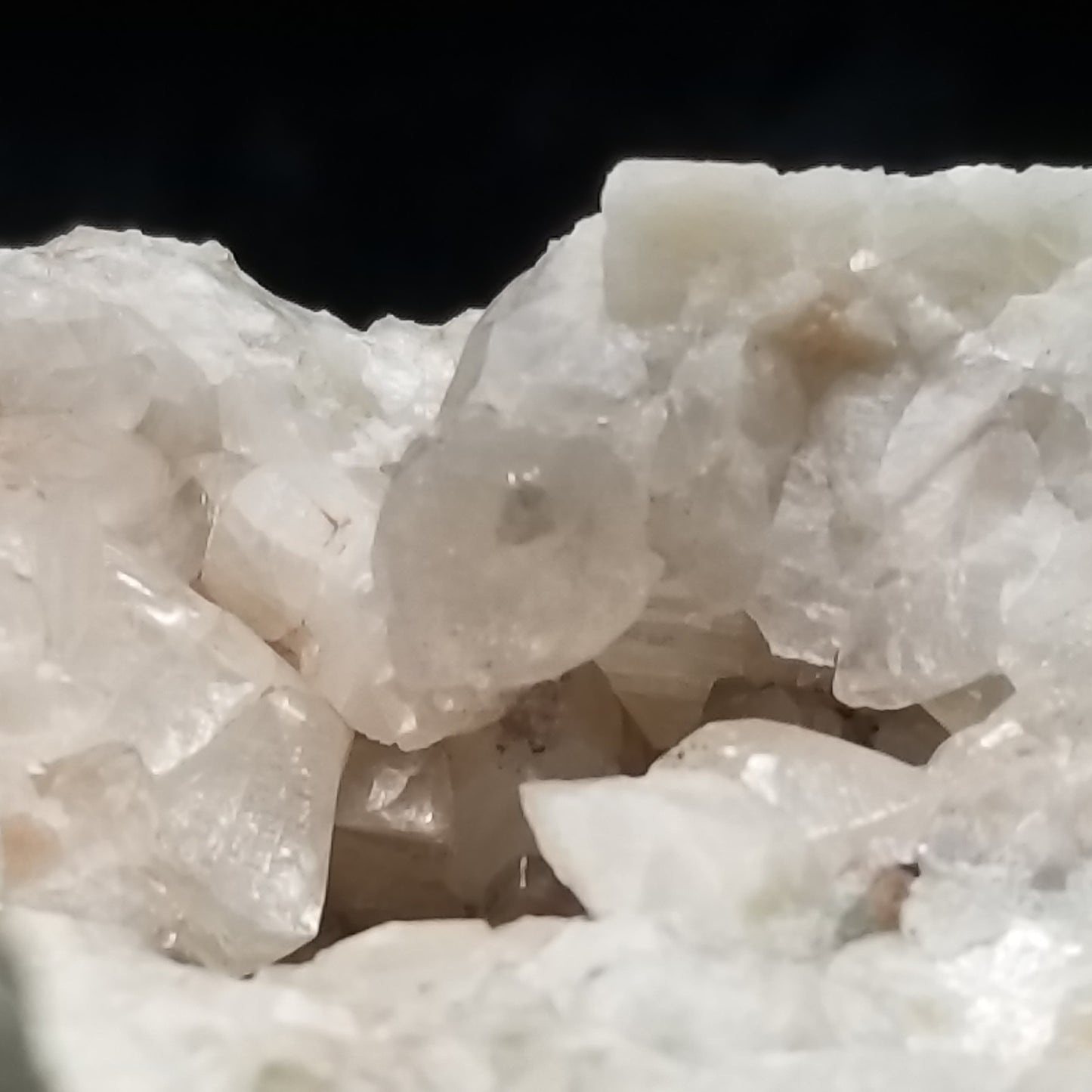 #11101 Very special specimen of white Dolomite and Chalcopyrite on clear Combined form Calcite with white Dolomite and Chalcopyrite phantom inclusions